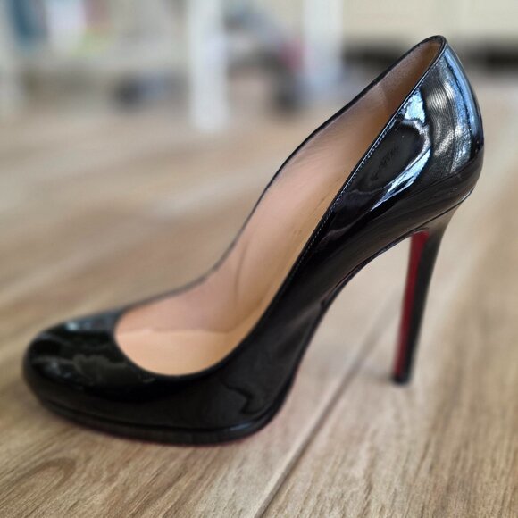 Christian Louboutin Shoes - Christian Louboutin Simple Black Patent Leather Pumps Eur. 35.5